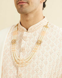 Manyavar Men Warm White Peach Sherwani