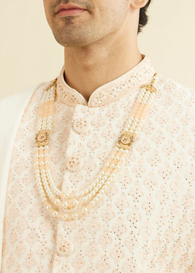 Manyavar Men Warm White Peach Sherwani