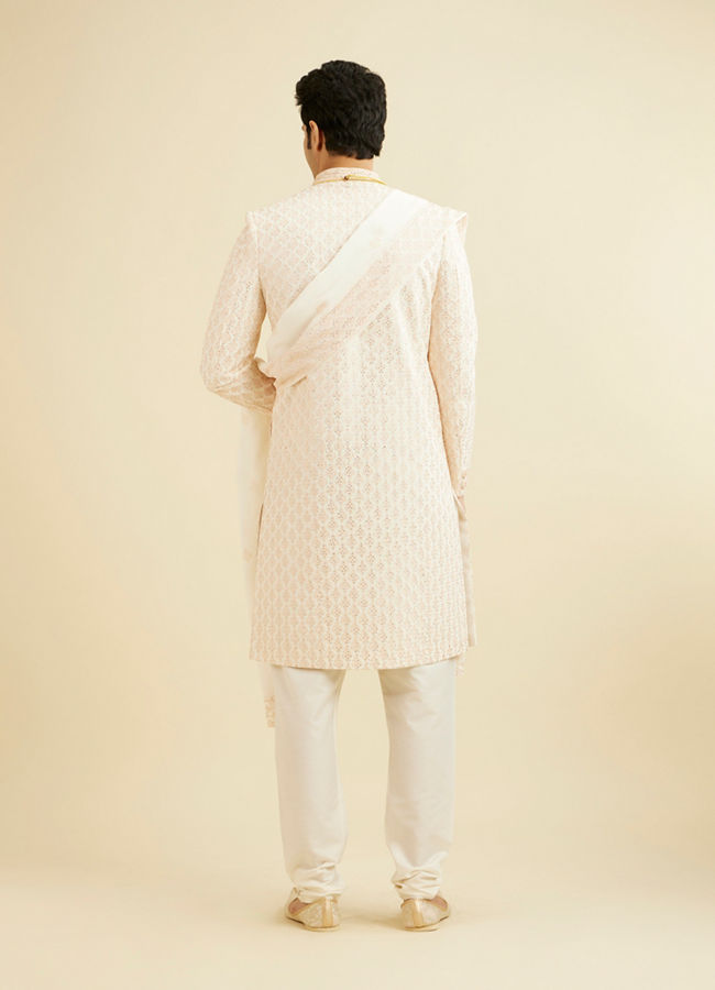 Manyavar Men Warm White Peach Sherwani