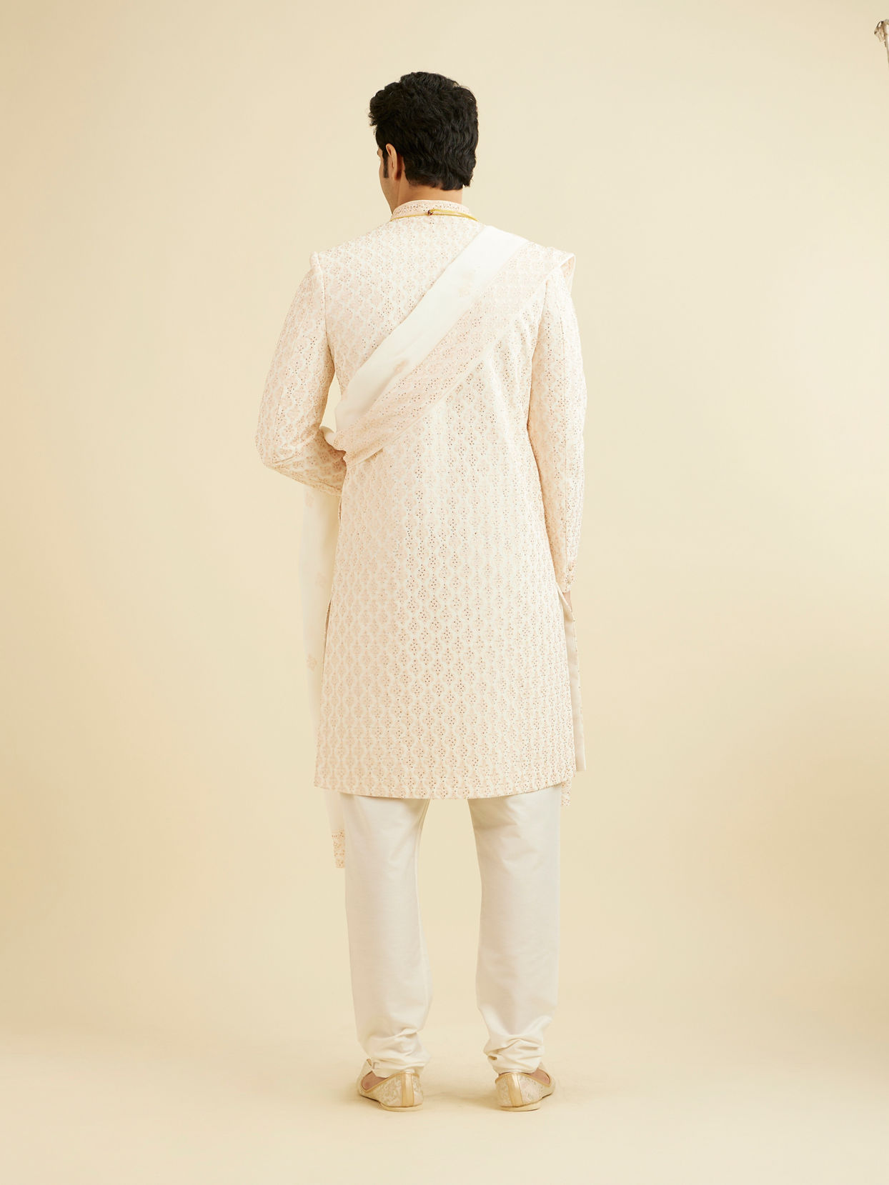Manyavar Men Warm White Peach Sherwani