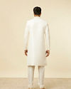 Manyavar Men Warm White Self designed Sherwani Set
