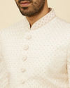 Manyavar Men Warm White Self designed Sherwani Set