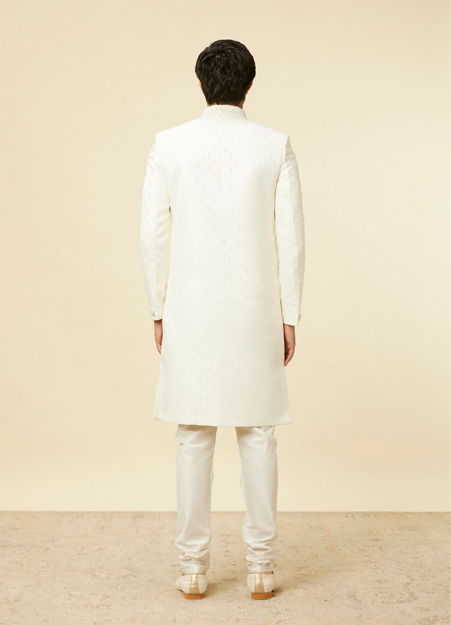 Manyavar Men Warm White Buta Patterned Sherwani Set