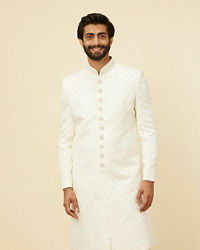 Manyavar Men Warm White Buta Patterned Sherwani Set