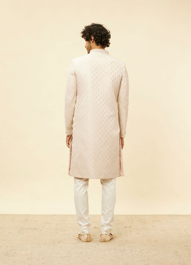 Manyavar Men Crystal Pink Imperial Jaal Patterned Sherwani Set