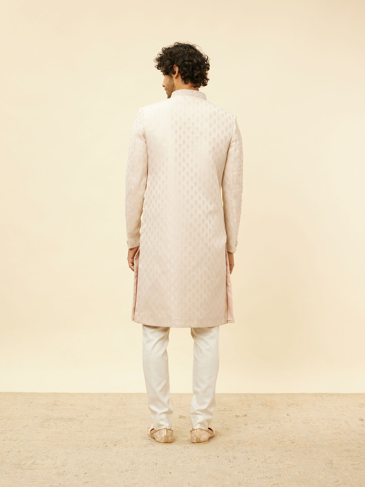 Manyavar Men Crystal Pink Imperial Jaal Patterned Sherwani Set