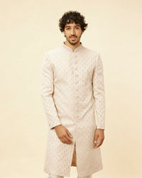 Manyavar Men Crystal Pink Imperial Jaal Patterned Sherwani Set