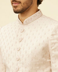 Manyavar Men Crystal Pink Imperial Jaal Patterned Sherwani Set