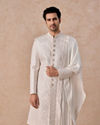 Manyavar Men Radiant Warm White Satin Sherwani