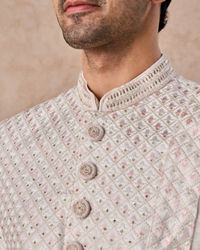 Manyavar Men Radiant Warm White Satin Sherwani