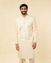 Rosewater Pink Petal & Fern Patterned Sherwani Set
