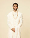 Seashell Pink Self Grid Patterned Sherwani Set