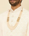 Seashell Pink Self Grid-Patterned Sherwani Set image number 1