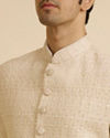 alt message - Manyavar Men Champagne Beige Jaal Patterned Sherwani Set image number 1