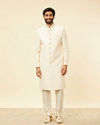 alt message - Manyavar Men Cream Pink Diamond Patterned Sherwani Set image number 2