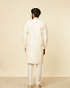 Manyavar Men Cream Petal Self Patterned Sherwani Set