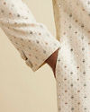 Manyavar Men Cream Sherwani Set with Mirror Embellishments