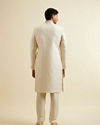 Manyavar Men Cream Sherwani Set with Mirror Embellishments
