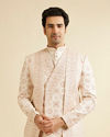 Beige Mandala and Buta Patterned Layered Style Sherwani Set