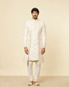 Manyavar Men Warm White Aari Embroidered Sherwani Set