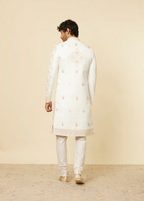 alt message - Manyavar Men Warm White Aari Embroidered Sherwani Set image number 5