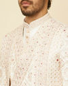 Manyavar Men Warm White Aari Embroidered Open Sherwani Set