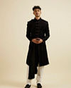 alt message - Manyavar Men Ebony Black Sequined Sherwani Set image number 2