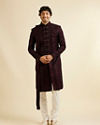 alt message - Manyavar Men Wine Sequined Sherwani Set image number 2