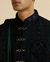 alt message - Manyavar Men Teal Green Sequined Sherwani Set image number 1