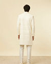 Manyavar Men Cream Sherwani Jacket Set with Mirror Work