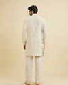 Manyavar Men Smoke Grey Sherwani Jacket Set with Mirror Work