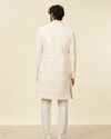 Manyavar Men Cream Peach Self designed Sherwani Set