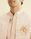 Manyavar Men Dusty Pink Open Sherwani Jacket Set with Mirror Work
