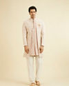 Manyavar Men Dusty Pink Sherwani Jacket Set with Mirror Work