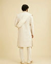Manyavar Men Cream White Self Patterned Rhinestone Embellished Sherwani Set