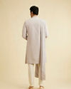 Manyavar Men Smoke Grey Self Patterned Rhinestone Embellished Sherwani Set