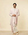 alt message - Manyavar Men Cloud Pink Self Patterned Rhinestone Embellished Sherwani Set image number 2