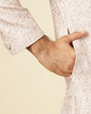 Manyavar Men Cloud Pink Self Patterned Rhinestone Embellished Sherwani Set