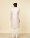 Manyavar Men Cloud Pink Self Patterned Rhinestone Embellished Sherwani Set