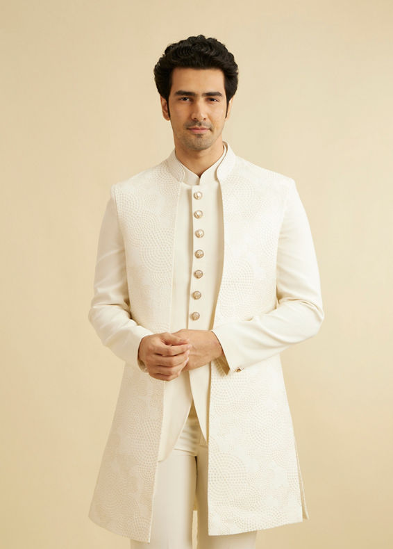 Manyavar Men Cream Regality Indo Western