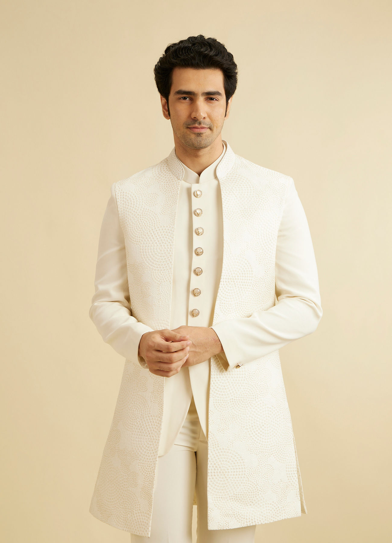 Manyavar Men Cream Regality Indo Western