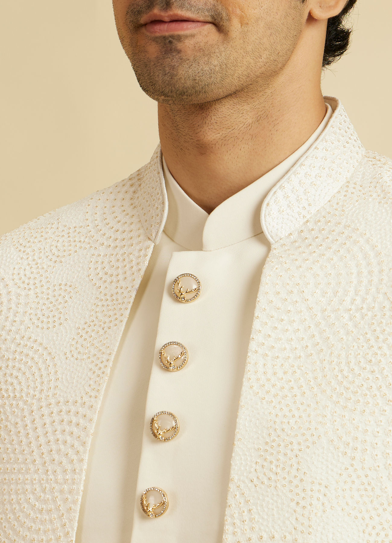 Manyavar Men Cream Regality Indo Western
