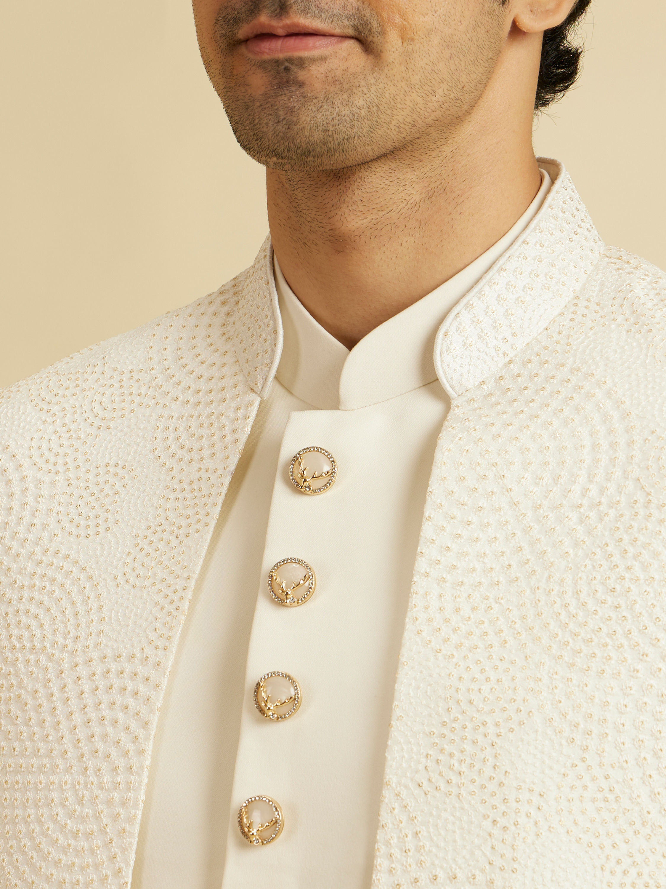Manyavar Men Cream Regality Indo Western