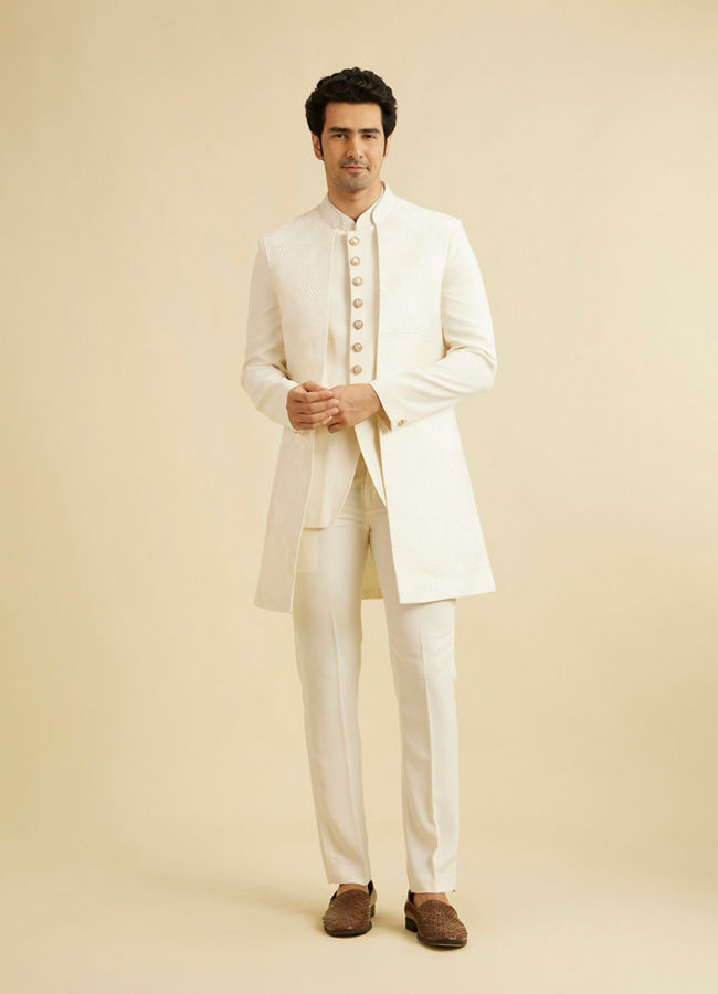 Manyavar Men Cream Regality Indo Western