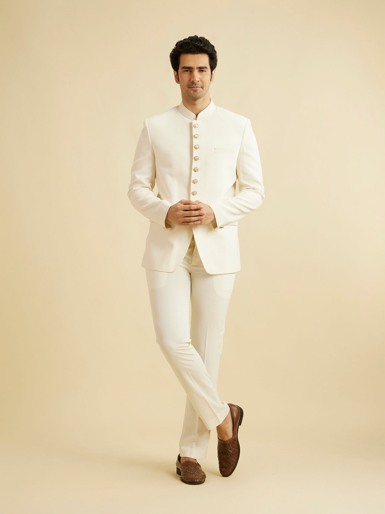 Manyavar Men Cream Regality Indo Western