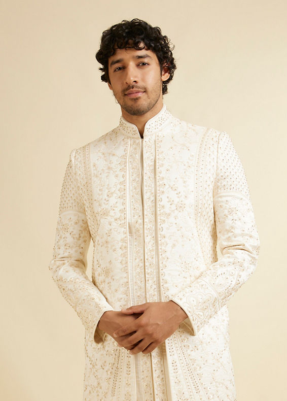 Manyavar Men Royal Warm White Sherwani