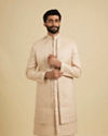 Manyavar Men Golden Glisten Beige Sherwani image number 0