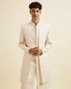 Manyavar Men Warm White Open Sherwani
