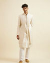 alt message - Manyavar Men Warm White Art Silk Sherwani image number 2