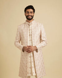 Manyavar Men Radiant Beige Satin Sherwani